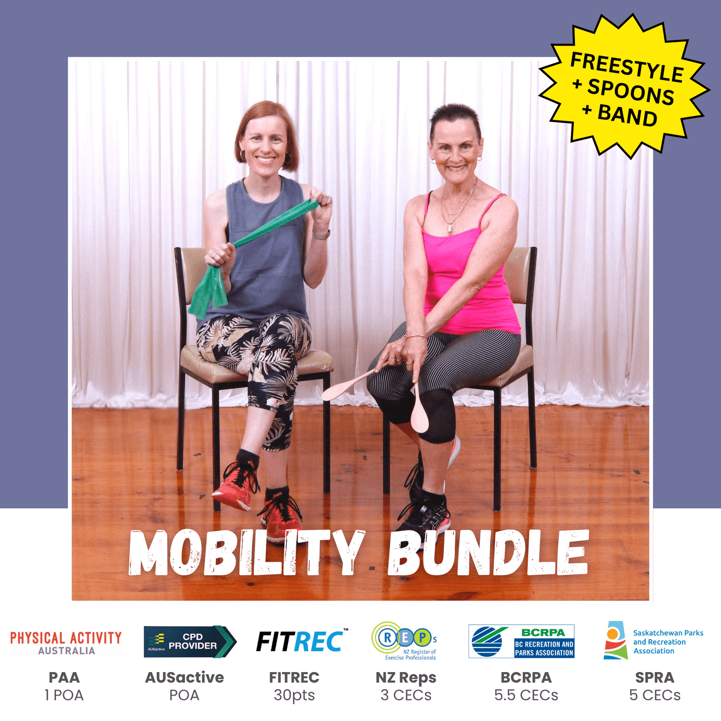 Mobility Bundle #2 - Freestyle, Band & Spoons Exercises for Older Adults