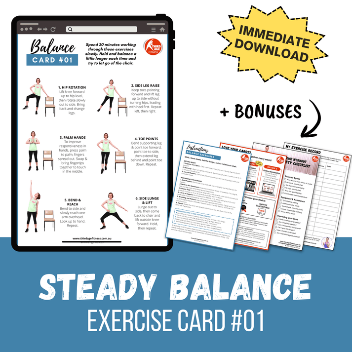 Steady Balance Exercise Card #01 - Home exercises for seniors and older ...