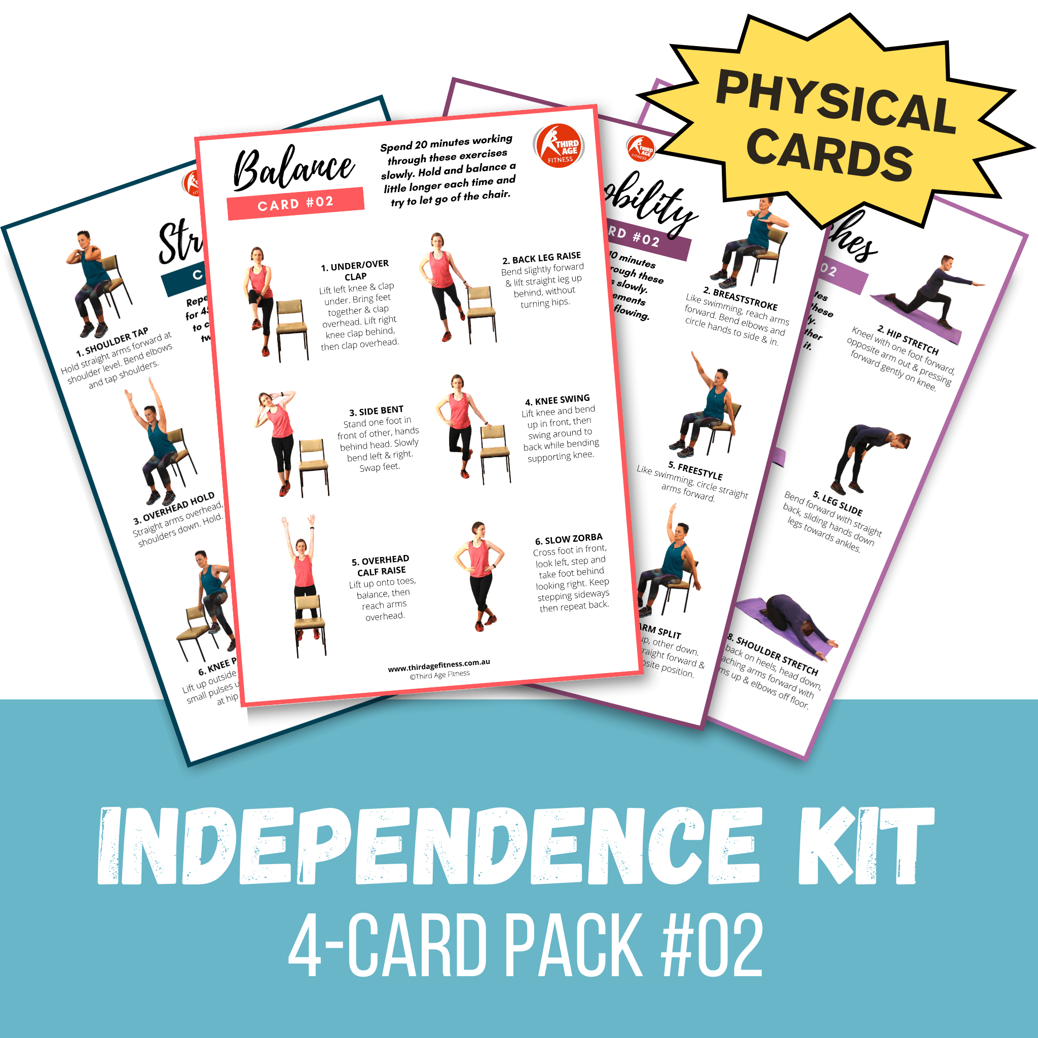 Independence Kit #02 - Home exercise reference cards for seniors ...