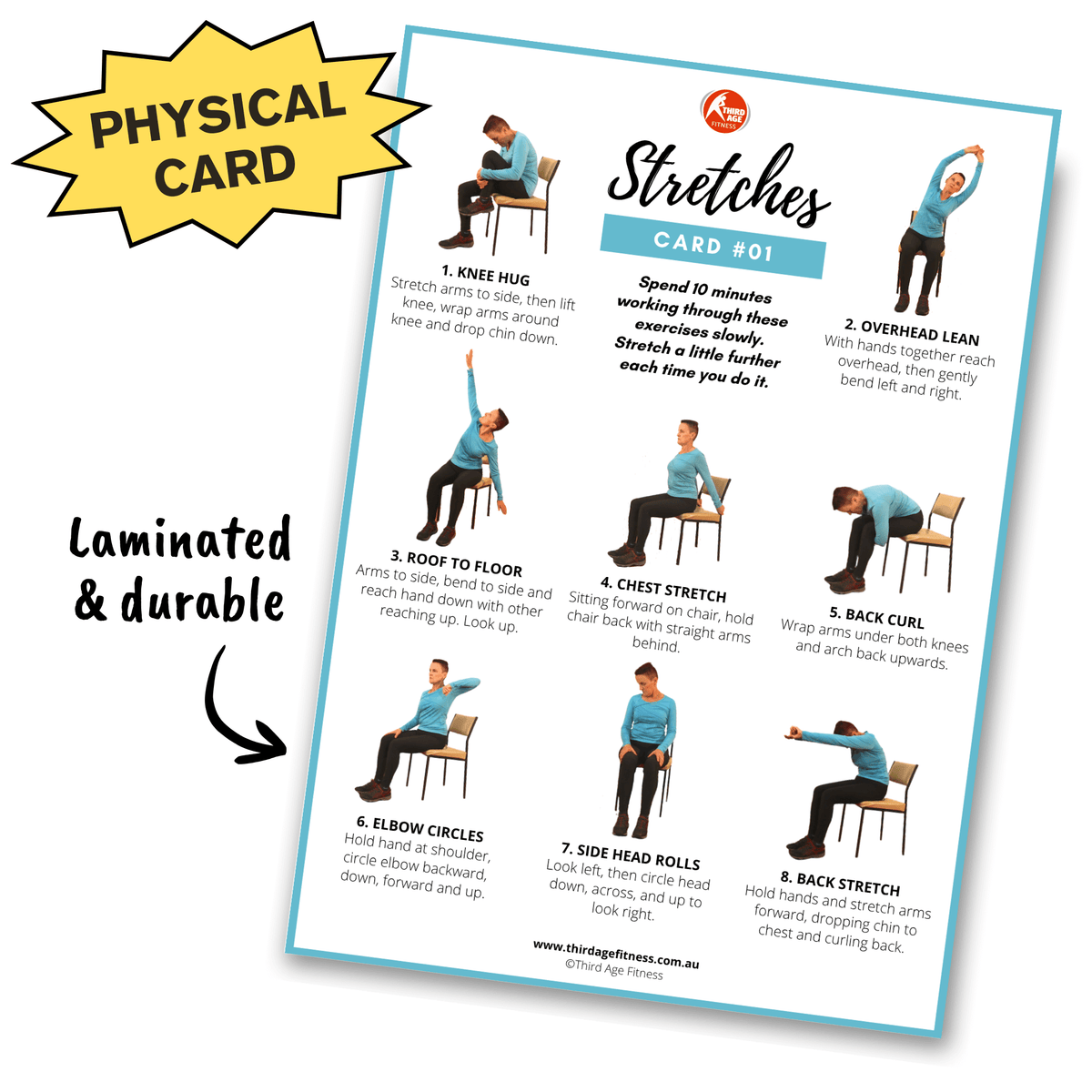 Stretches Reference Card #01 - Home exercises for seniors and older ...